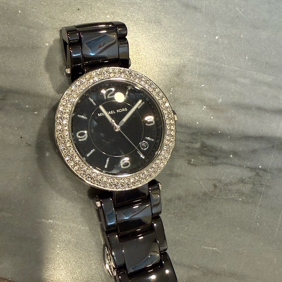 Michael Kors Black and Silver Crystal Watch - Picture 4 of 5